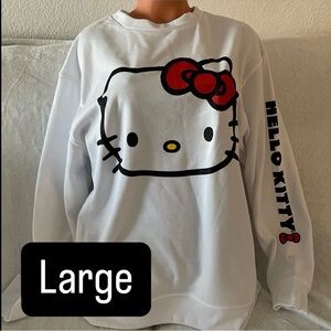 Large White Hello Kitty Crewneck Sweater